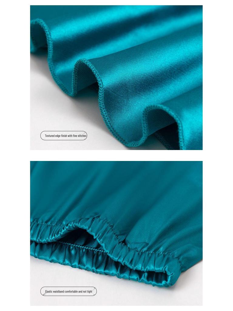 Yaoting Women's Satin Lace Pajama Set - Camisole with Summer Shorts