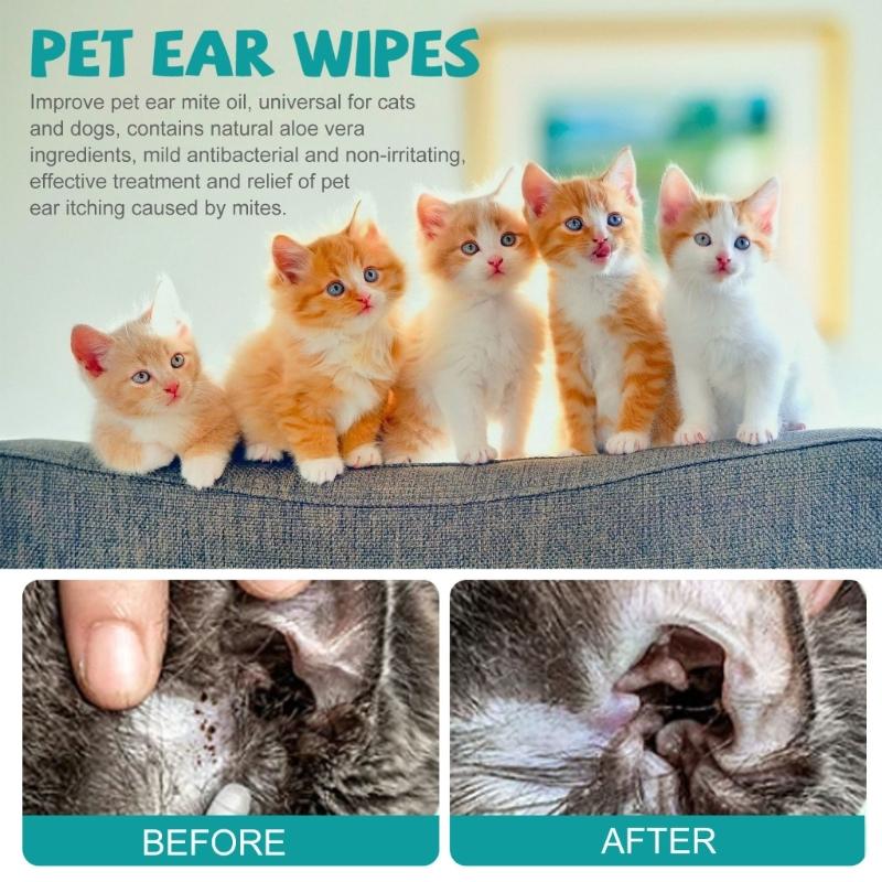 Dog Ear Cleaner Wipes Sufficient Eyes Tear Stain Remover for Puppy Kitten Mild&Non-irritating 50PCS