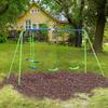 Metal Swing Set, with Seesaw, Adjustable Height, for Ages 3+ Years, Green