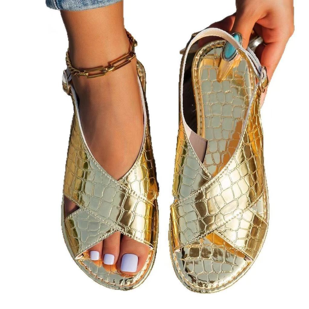 Fashion 2025 Luxury Sexy Women's Sandals Classic Gold Silver Buckle Summer Ladies Shoes Large Size 43 Lightweight Comfort Beach Sandals