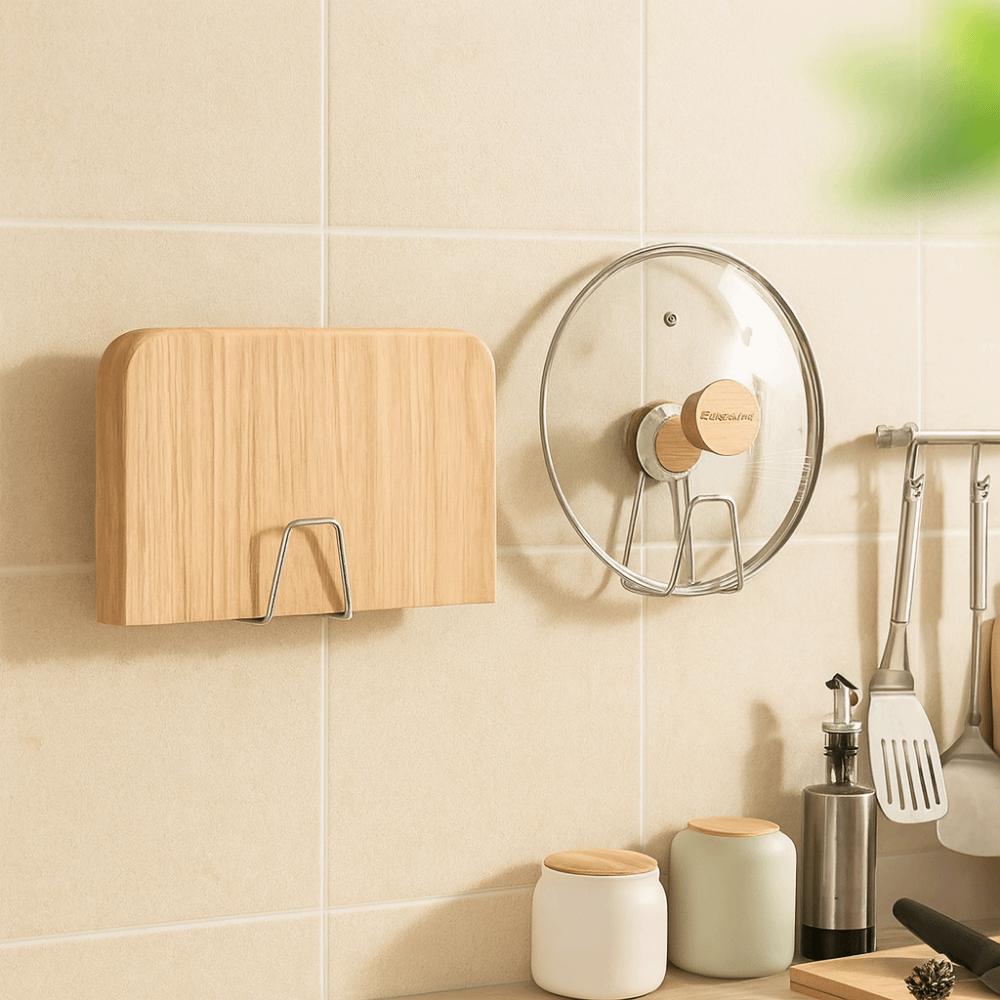 Stainless Steel Suction Cup Cutting Board Holder Rustproof Space Saving Pot Lid Storage Rack Moisture-proof