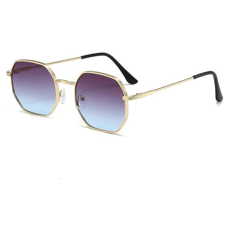 Fashion Double Bridges Polygon Sunglasses Women Men Outdoor Driving Shades UV400 Gradient Lens Metal Small Sun Glasses Unisex