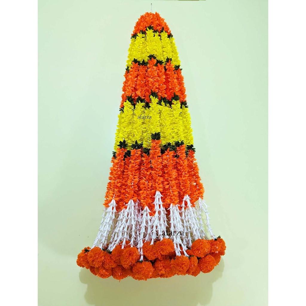 Artificial Flower Garland Toran For Door Entrance Home Decoration Hanging 4Pieces (Orange Yellow, 5 Feet)