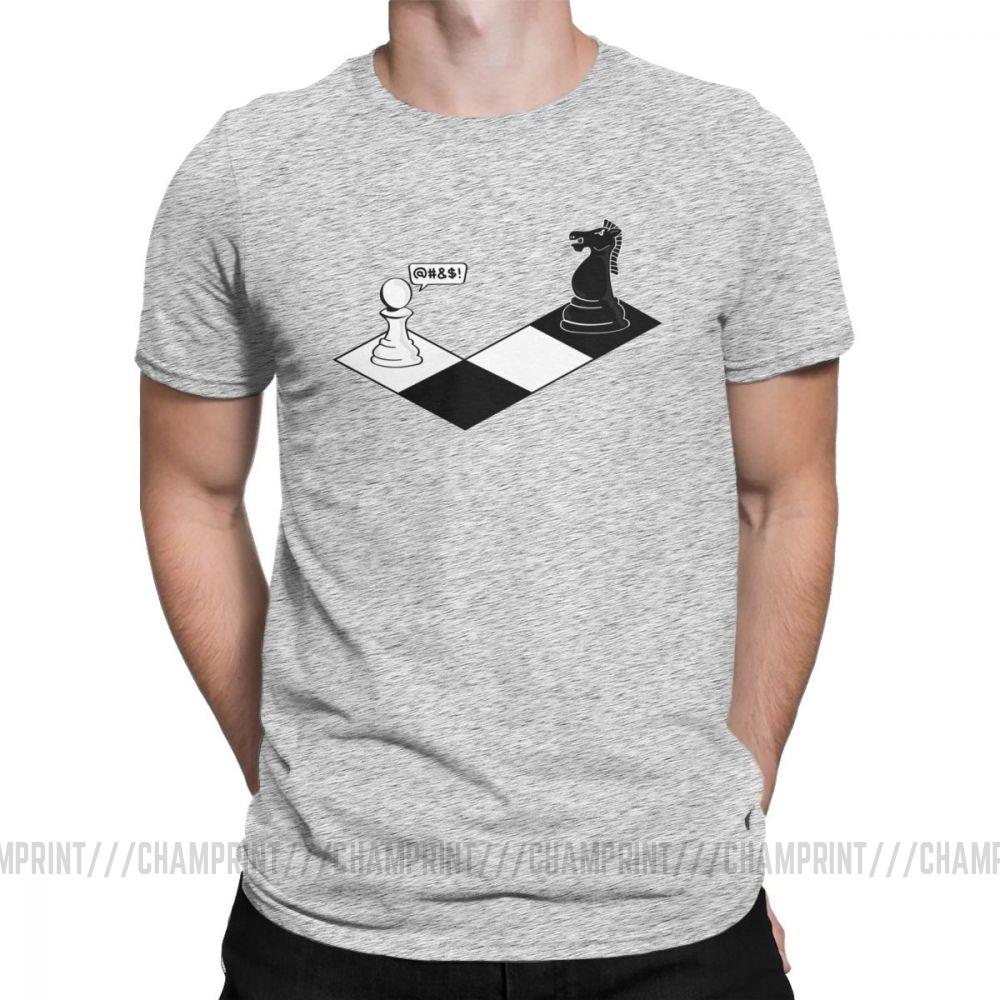 Chess Men's T Shirts King Queen 60s Board Game Horse Fan Player Dad Vintage Tee Shirt Short Sleeve T-Shirt Cotton Gift Idea