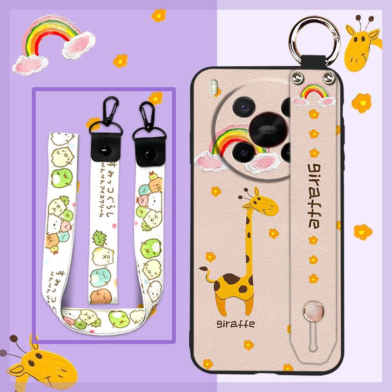 Silikonowe etui na telefon z smyczą dla ZTE Blade V70 Max/Nubia V70 Max Pyłoszczelny pasek na nadgarstek Podstawka Odporny na uderzenia Tylny pokrowiec