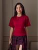 Women's Solid Color Cinched Waist Round Neck Cotton T-Shirt – Casual Short Sleeve Top (2026)