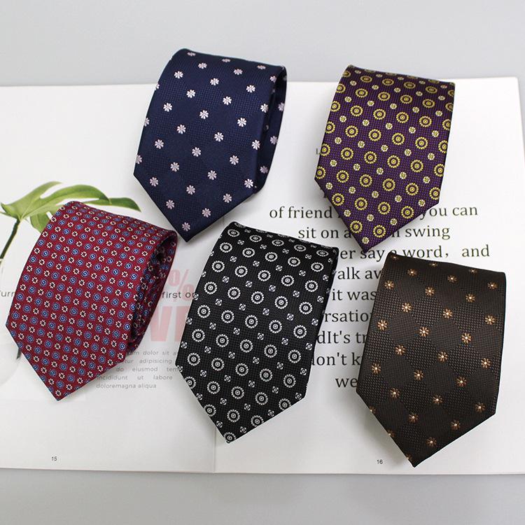 2024 Men's Jacquard Polyester Silk Tie - Floral and Stripe Design