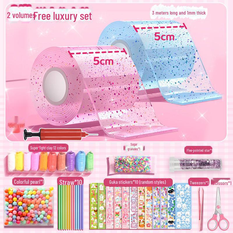 Nano Glue DIY Bubble Blowing Kit with Strong Sticky Double-Sided Tape and Decompression Toy