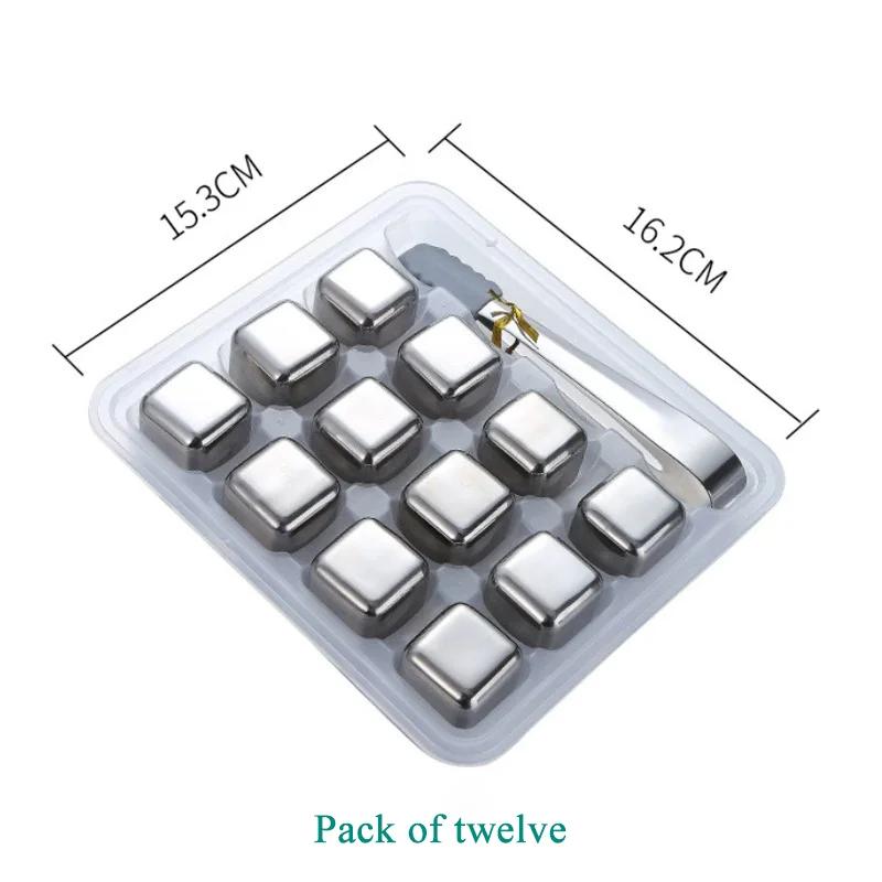 Wiederverwendbares Eiswürfel-Set aus Edelstahl für Saft, Bier, Wein, Whisky, Kühler, Felsen, Kühlwürfel in Lebensmittelqualität, Home-Party-Bar-Tools