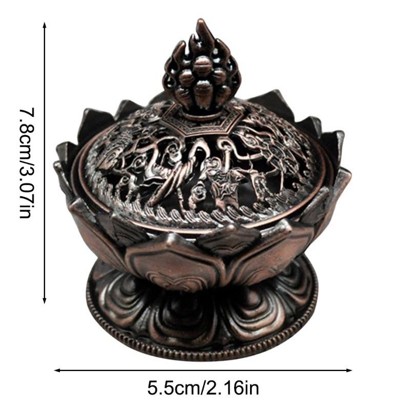 Vintage Copper Lotus Incense Burner Eight Treasures Zinc Alloy Aromatherapy Burner Sandalwood Incense Stove