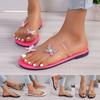 Sandales pour femmes Papillon Strass Habillées Décontractées Été Confortables Plates Perles Scintillantes Bride Élastique Tongs de Plage
