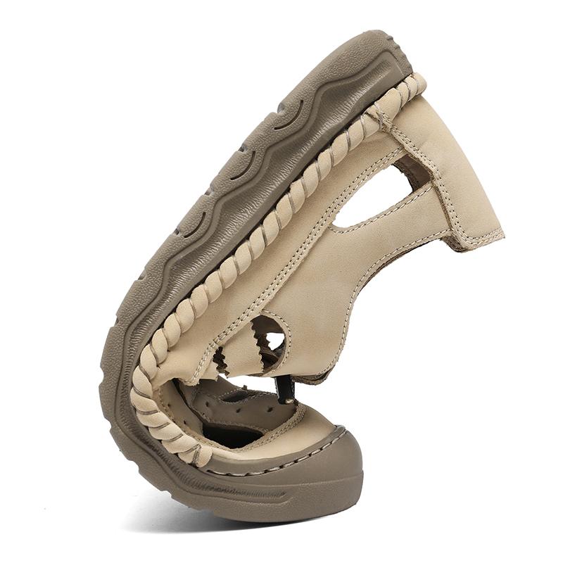 Summer Men's Leather Sandals Outdoor Hollow Beach Sandals Casual Shoes
