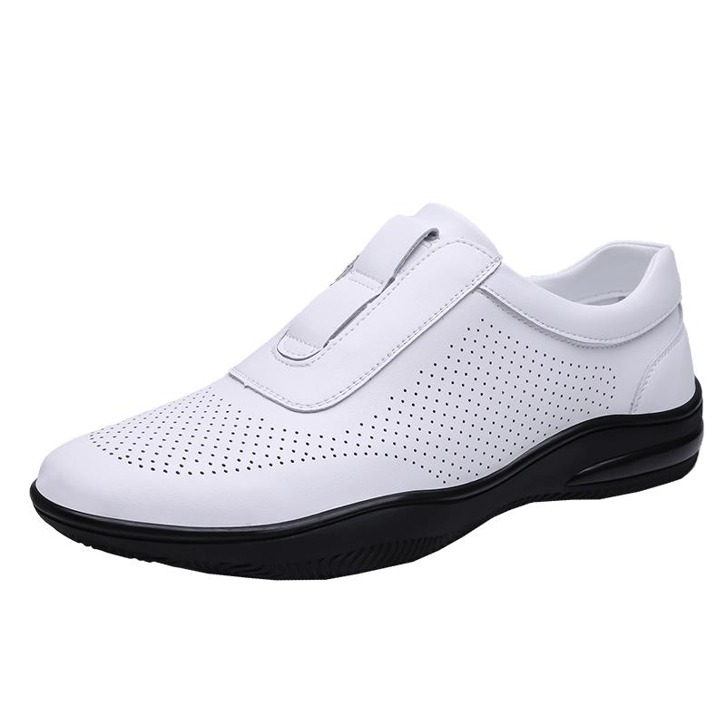 Summer New Men Fashionable Lightweight Casual Soft Soled Leather Shoes Brand Outdoor Men Hollow Breathable Lace Up Sports Shoes