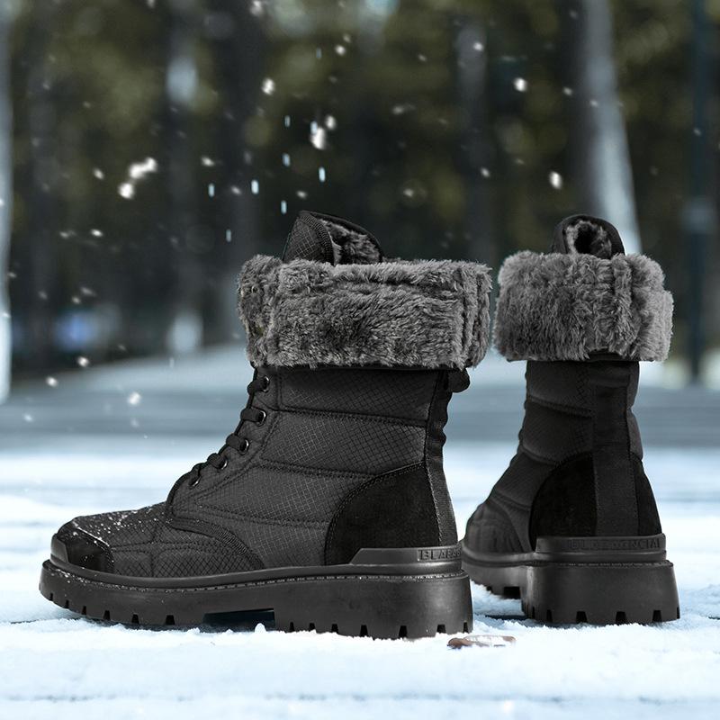 Large Size Casual Boots Men's Winter New High-top Martin Boots Men's Snow Boots Velvet Warm Outdoor