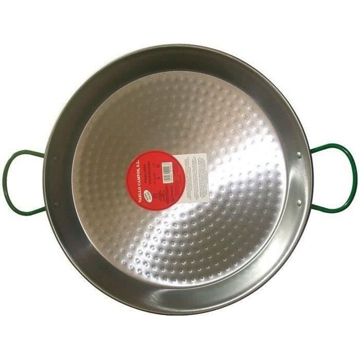 Plat à paëlla en acier poli - VAELLO - La Valenciana - D: 46 cm - Convient pour 12 personnes