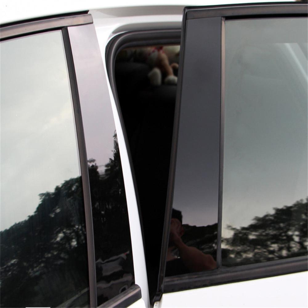 4Pcs For Ford Fiesta Pillar Posts Door Window Trim Cover Kit Glossy Piano Black
