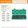 10Pcs 1/2 Inch Drive Deep Impact Socket Set Metric 8-24mm Deep Socket Set  Automotive Maintenance