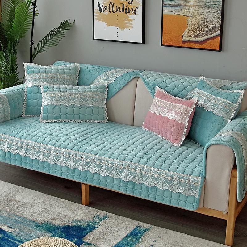 Winter Pure Color Plush Simplu Căptușit Pernă de Canapea Roz Proaspăt și Confortabil Husă de Canapea Combinație de Sufragerie