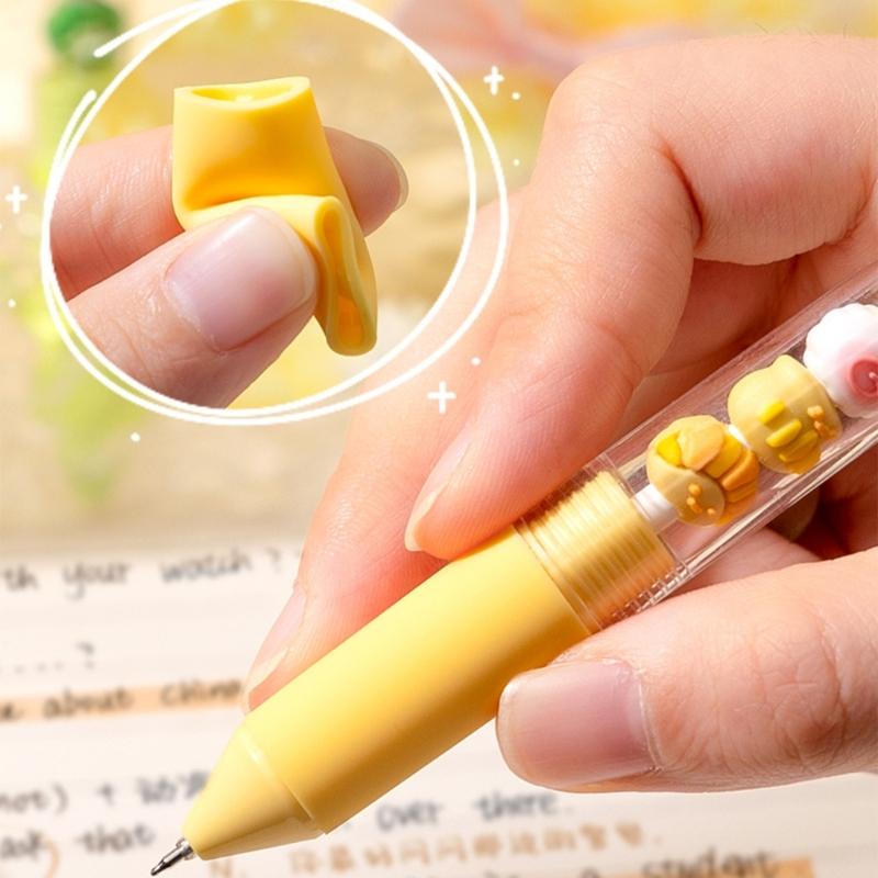 2/4Pcs Cartoon Beaded Gel Pen Retractable Gel Pen 0.5mm Tip Studewnt Writing Pen Quick Drying for Writing Journaling