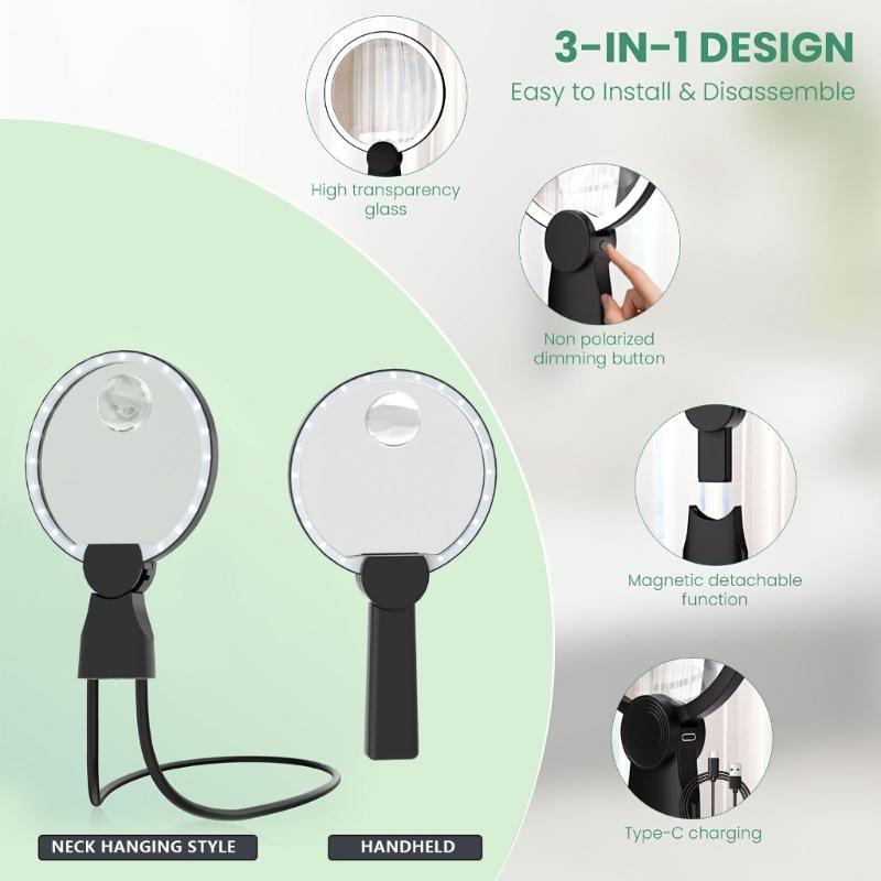 Rechargeable Magnifying Glass with Long 8 Hour Battery 12X Lens LED Lighting Design for Extended Reading and Craft Use