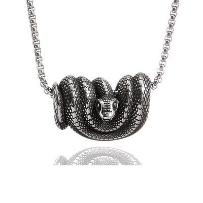 Shop, Original Design Jewelry, Titanium Steel Three-Dimensional Python Pendant Necklace.