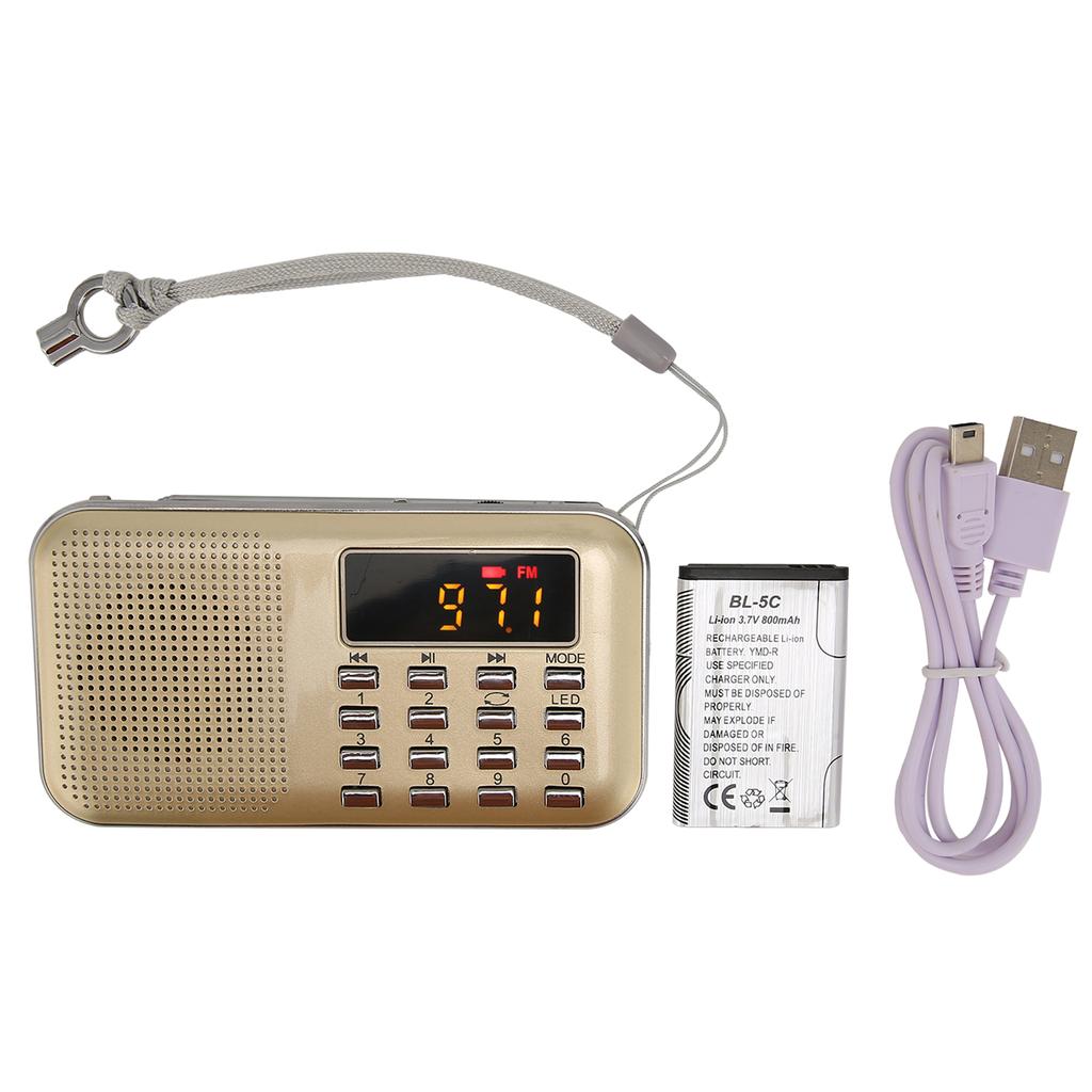 Digital Radio Mini Portable Radio Subwoofer Card MP3 Player Bass Speaker for Senior