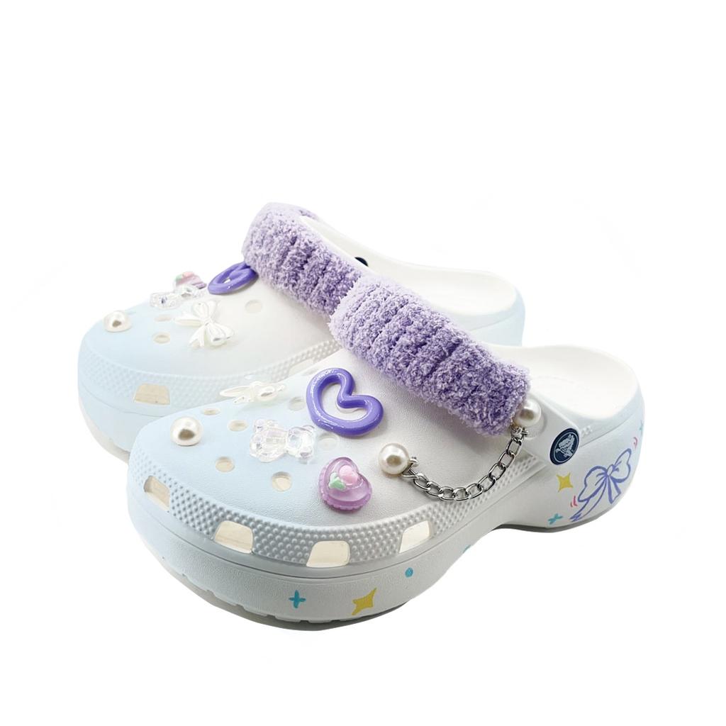 Crocs Classic Platform Clog EVA Fashion Trend Comfortable Personality Simple Commuter Hole Shoes Unisex Blue