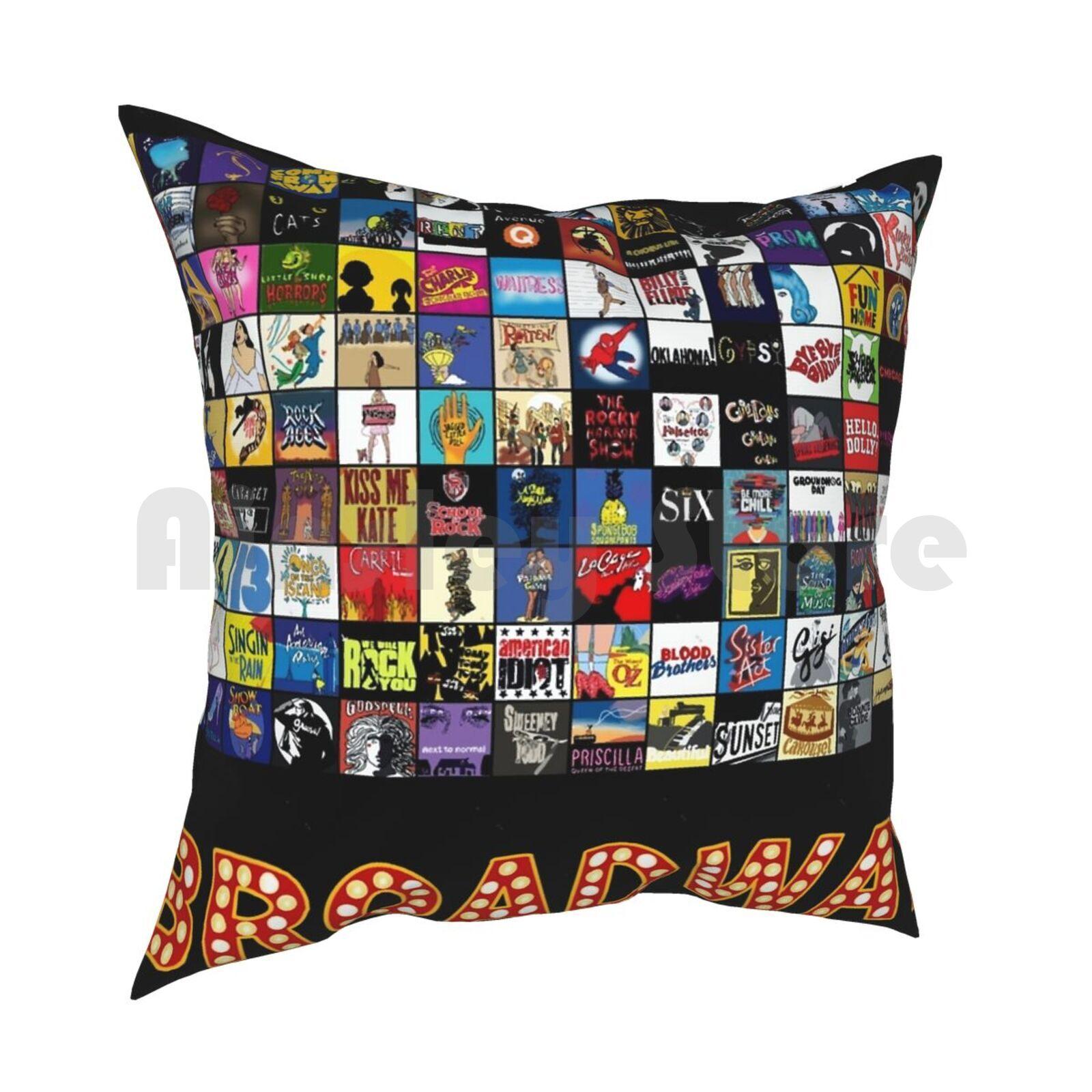 Broadway Musical Theatre LogosHand Drawn Pillow Case Printed Home Soft Throw Pillow Broadway Musical Theatre Logos Hand 30cmx30cm