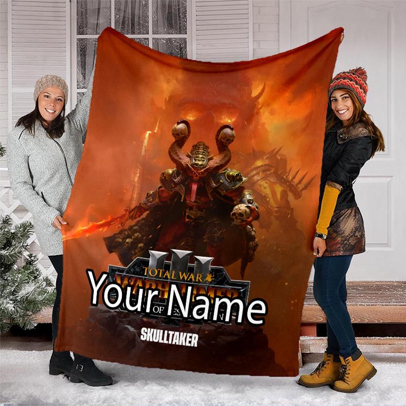 Custom Name Total War Warhammer Theme Printed Blanket - Perfect for Couch, Bed, Travel & Outdoor Use | Machine Washable, Cozy & Durable.