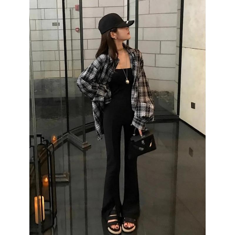 Nuova Camicia a Quadri Lucida con Strass Caldi Industria Pesante Autunnale Stile Pigro Casual Largo da Donna Giacca Trendy