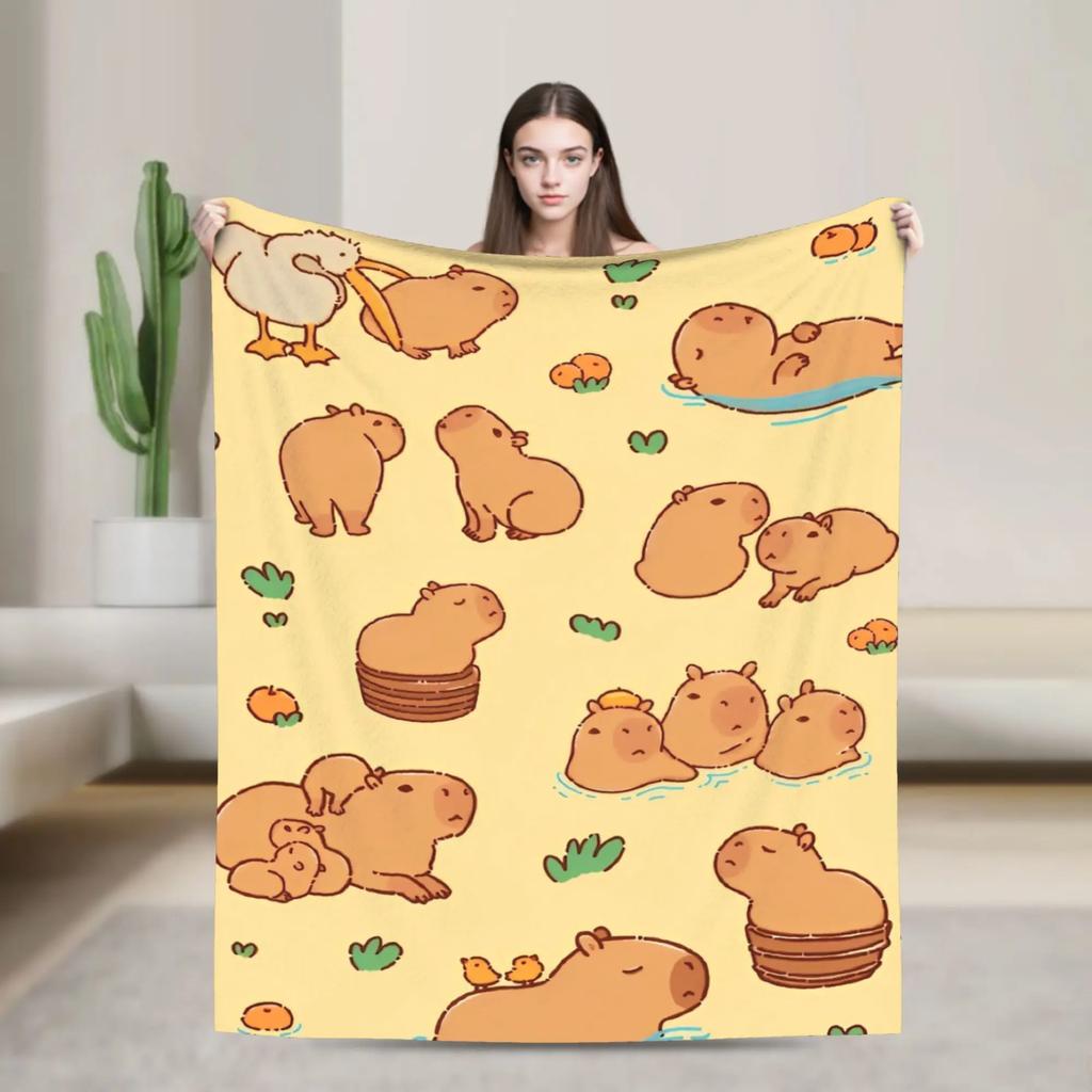 Cute Capybara Blankets Flannel Awesome Warm Throw Blanket for Coverlet Decoration
