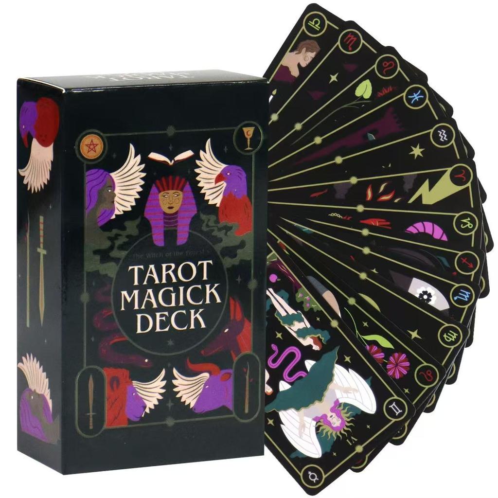 10,3*6 cm The Witch of The Forest's Tarot Magick Deck: 78 kort med guidebok for nybegynnere, forgylt svarte kanter