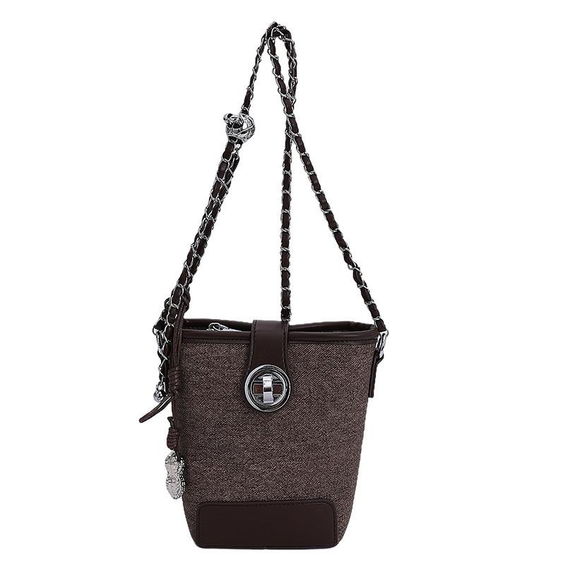 

Splicing Fashion Design Women Casual Shoulder Crossbody Bag With Buckle Silver коричневый