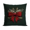 Ribbon With Embroidery Effect Velvet Green Christmas Decorative Pillowcase 40X40 Cm