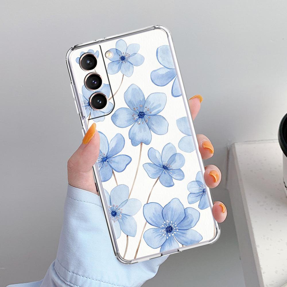 Phone Case For Samsung Galaxy S26 S25 S24 S23 S22 Ultra S20 S21 FE 5G Plus Soft Clear Cover Soft Pale Little Flower
