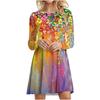 Tie Dye Gradient Print Dress Women Plant Flowers Long Sleeve Loose Dress Autumn Winter Casual Oversized Clothing Female Vestidos