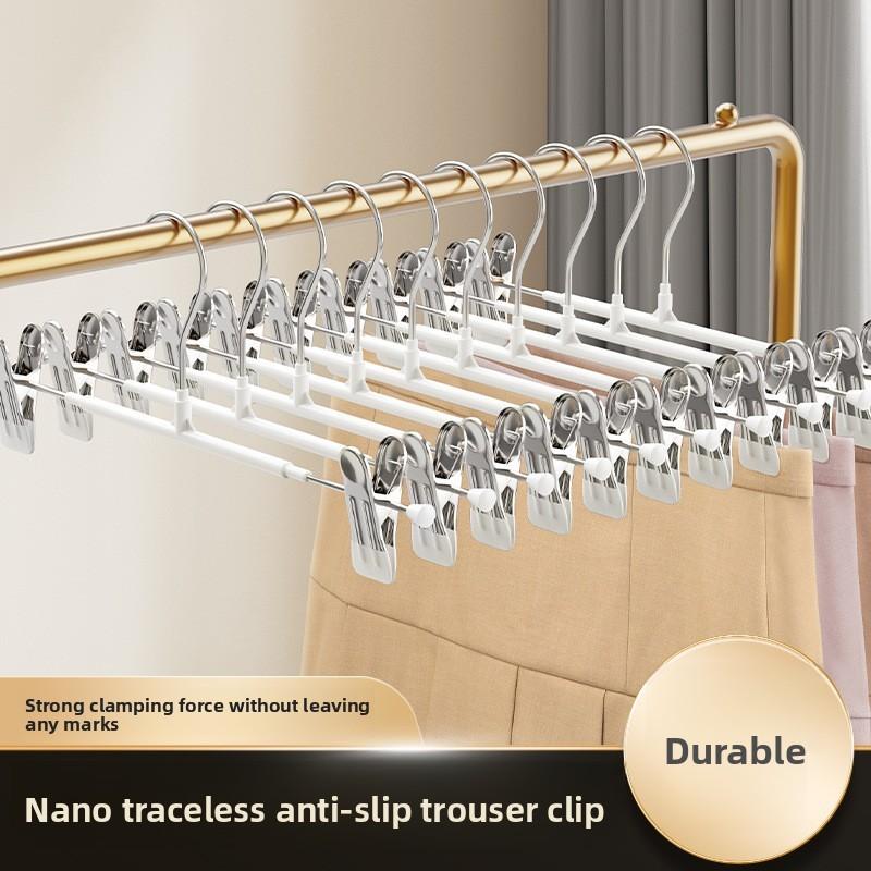 Stainless Steel Pants Hangers With Nonslip Clips For Home Storage And Laundry Organization