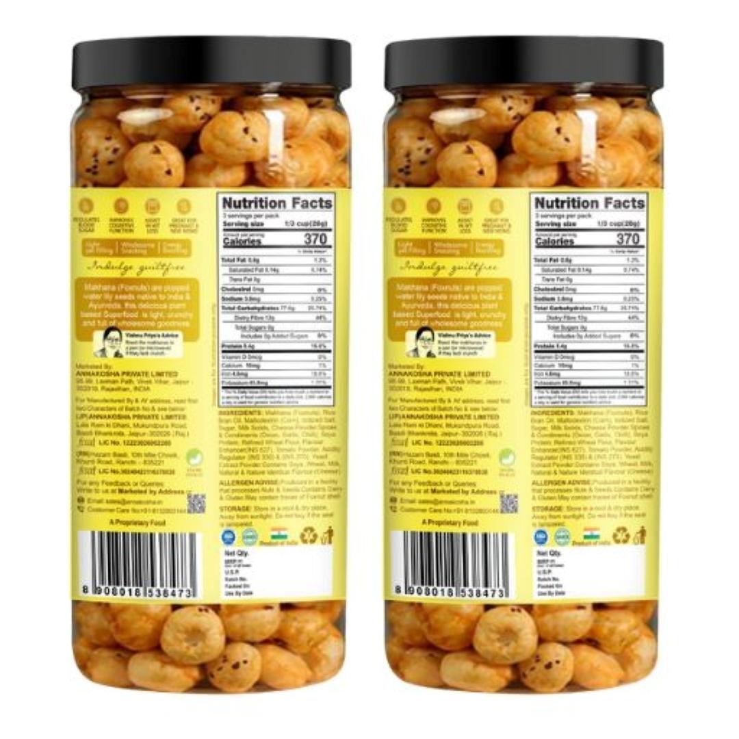 

VISHNU DELIGHT Roasted & Flavoured Makhana | 90g Cheese Foxnuts | Crunchy & Healthy Snacks Pack of 2