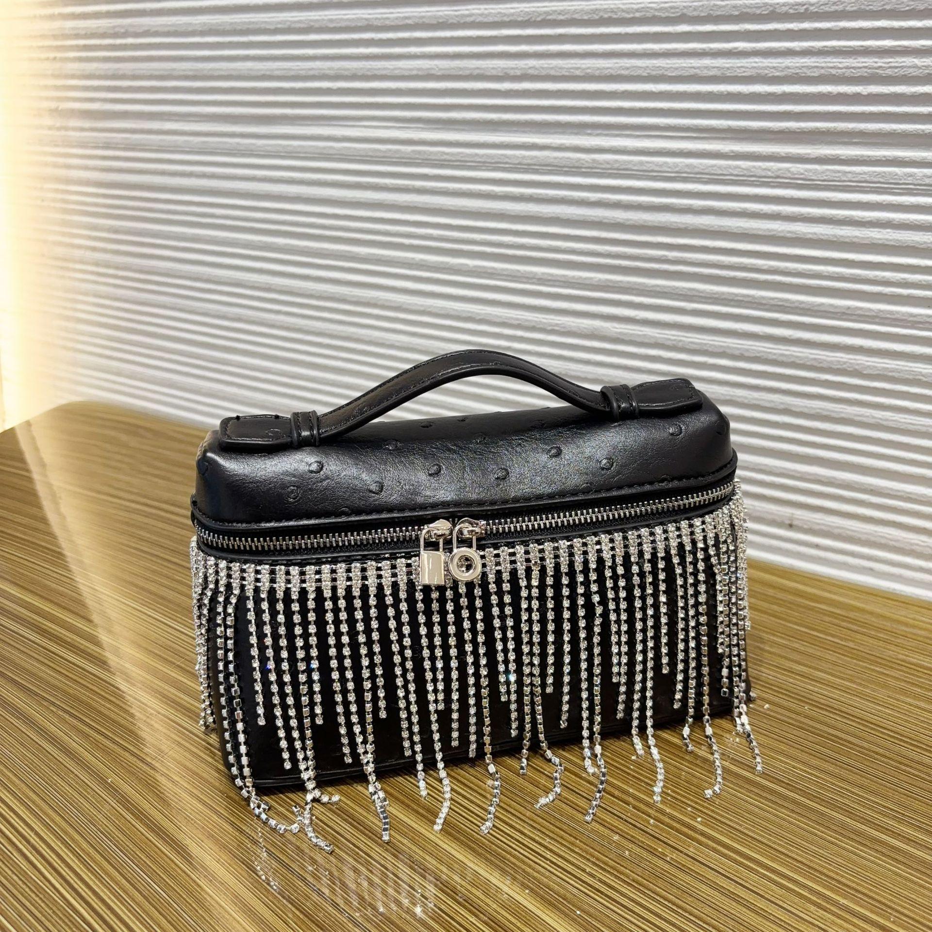 

Lizard Pattern Handheld Tassel Lunch Box Bag Same Style Box Bag Fashionable Handheld One Shoulder Cross Shoulder