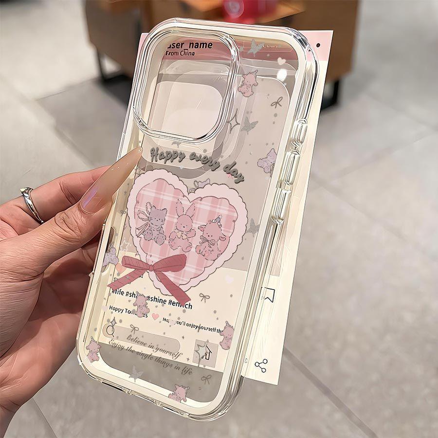 

Heart-shaped Rabbit 2-in-1 Soft Phone Case for Apple 11, 13Pro, 14, 15, 16, 17ProMax - Cartoon Design iPhone 11