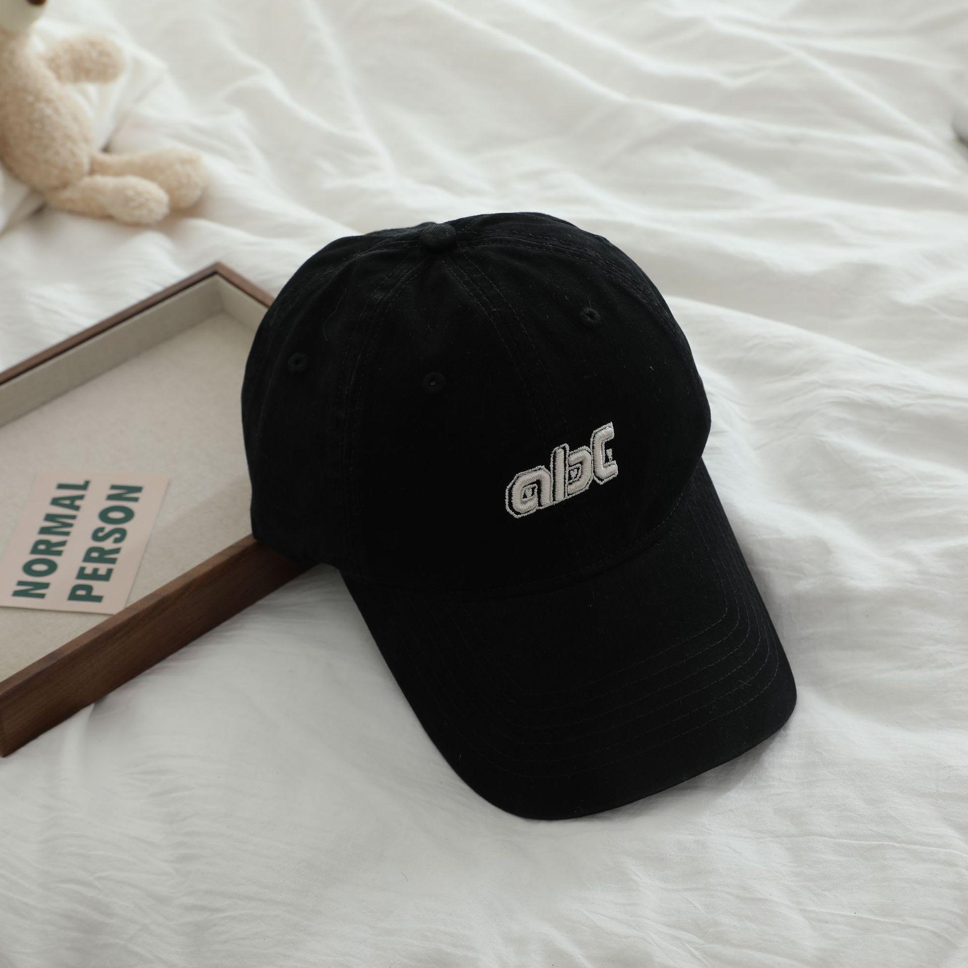 

Уличная кепка весна-лето новая простая вышитая буква abc бейсболка детская новая мягкая верхняя повседневная кепка прилив M（56-58cm） чёрный