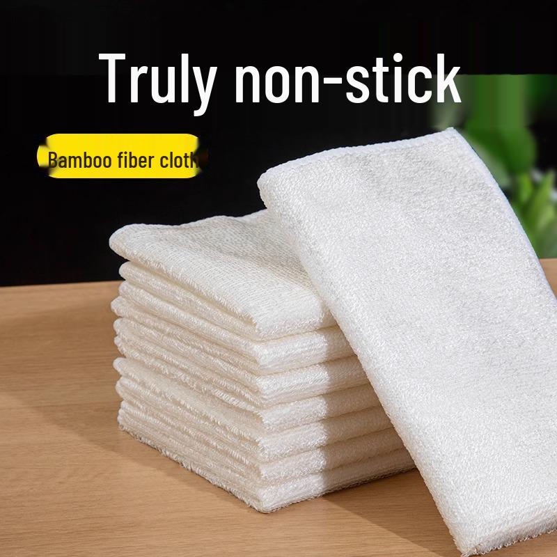 Non-Stick Bamboo Fiber Dishcloth & Brush: Absorbent, Degreasing Kitchen Cleaning Pad.