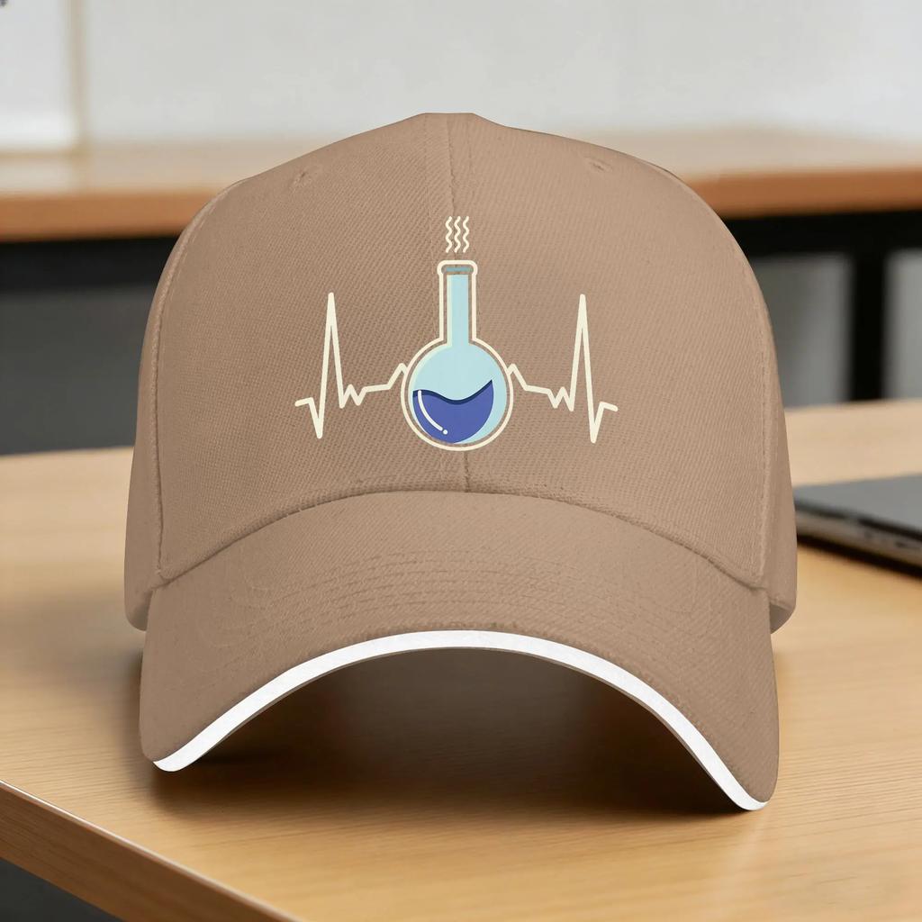 I Love Chemistry Laboratory Heartbeat Test Tube Chemist Baseball Cap Design Print Hip Hop Hats Summer Fishing Baseball Caps