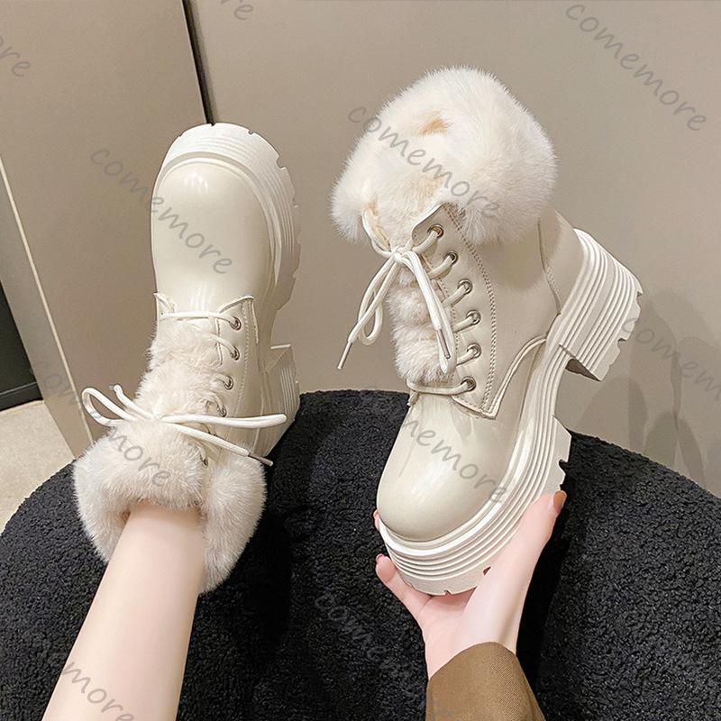 Comemore Thick Bottom Short Snow Boots New Winter Padded Warm Women Shoes Casual Thick Heeled Female Cotton Ankle Boots Shoes