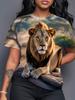 Noble Lion African Prairie Women's T-Shirt a Digital Print Design Comfortable Fit