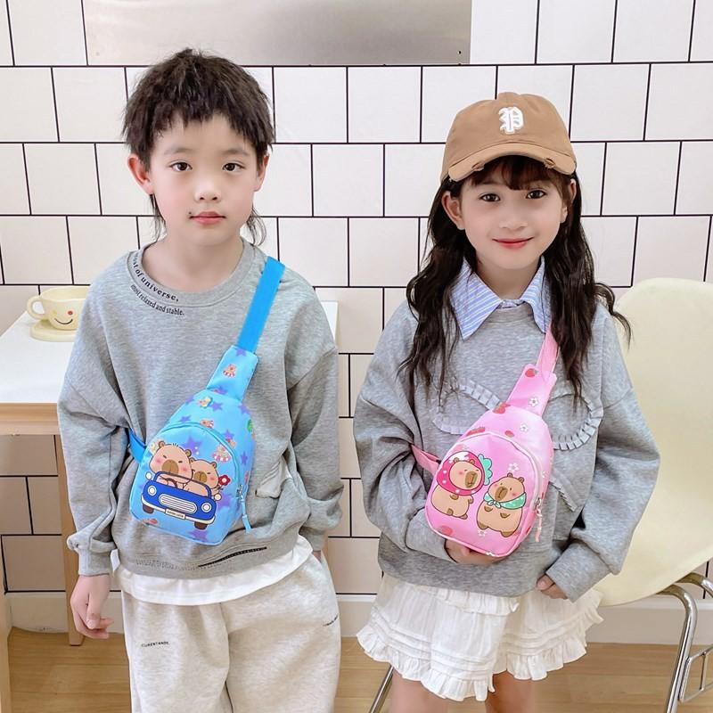 Childrens Crossbody Capybara Bag Cute Cartoon Design Lightweight Material Nylon