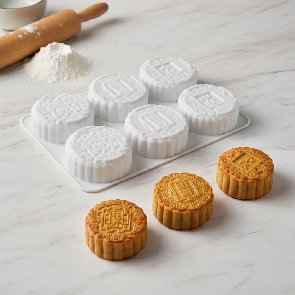 6 Cavities Auspicious Clouds Mooncake Mold Silicone Mung Bean Cake Mold Candle