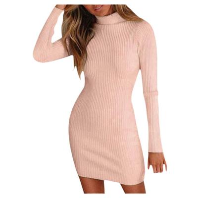 Strickkleid mit hohem Kragen für den Herbst Damenbekleidung Figurbetontes Kleid mit Temperament und Hüftbetonendem Rock Kleider