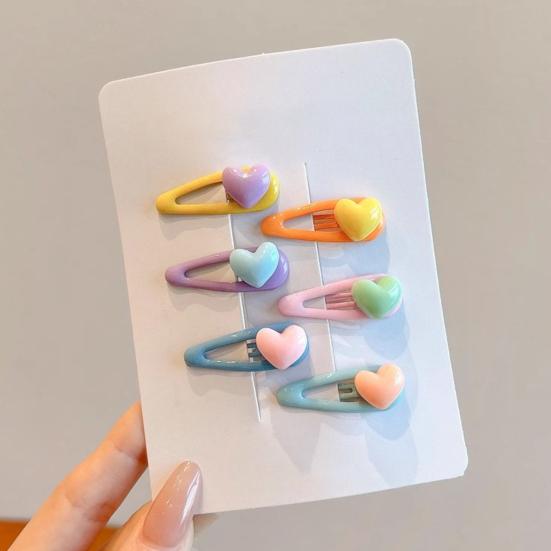 5/6Pcs Girl Hairpins Macaron Color Cartoon Fruit Flower Star Shapes Round Edge-Free Design Hair Clips Side Bang Hair