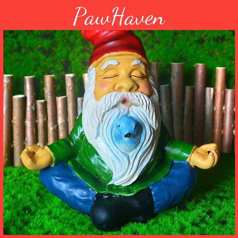 Charming Resin Gnome Meditation Figurine With Bird For Zen Garden Decoration